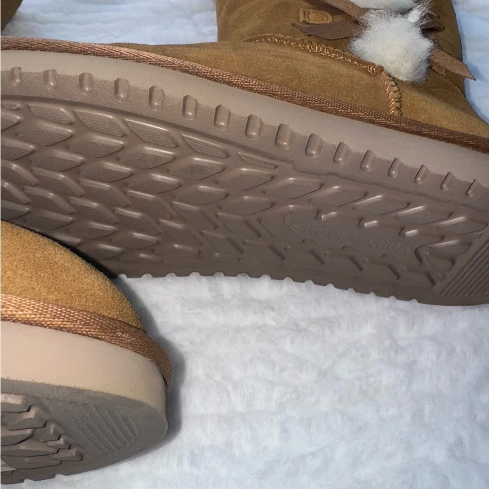 Koolaburra Tan Winter Boots with Pom Poms